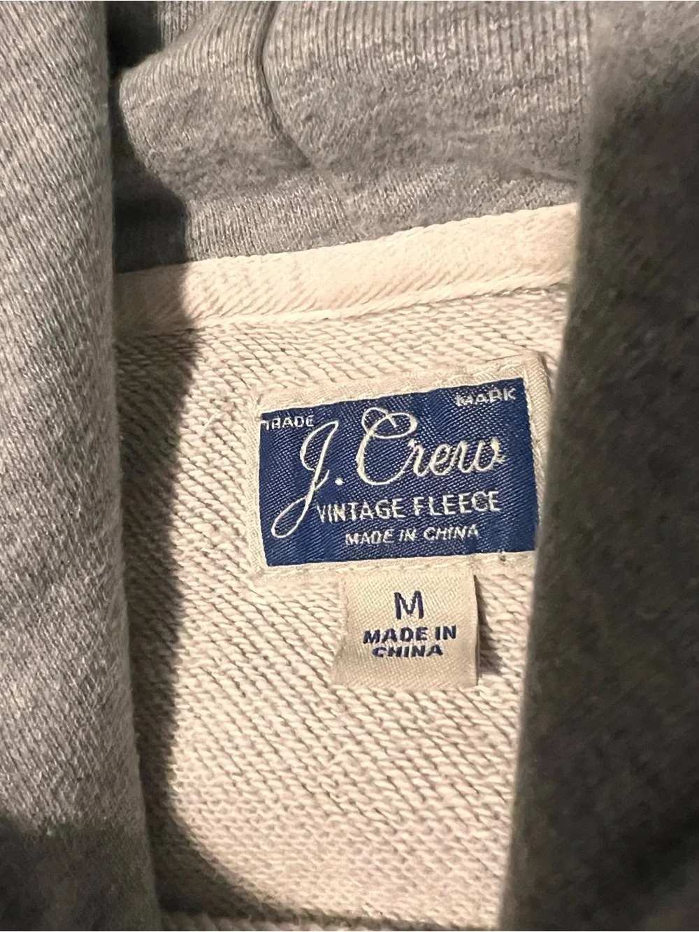 J.CREW Hoodie Mens M Vintage Fleece Terry Pullover Sweatshirt Cotton Gray